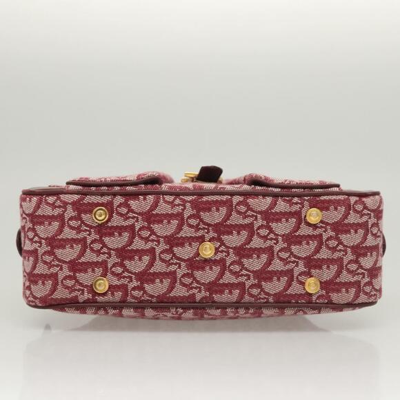 DIOR Trotter Canvas Saddle Hand Bag Red Gold - Picture 9 of 13